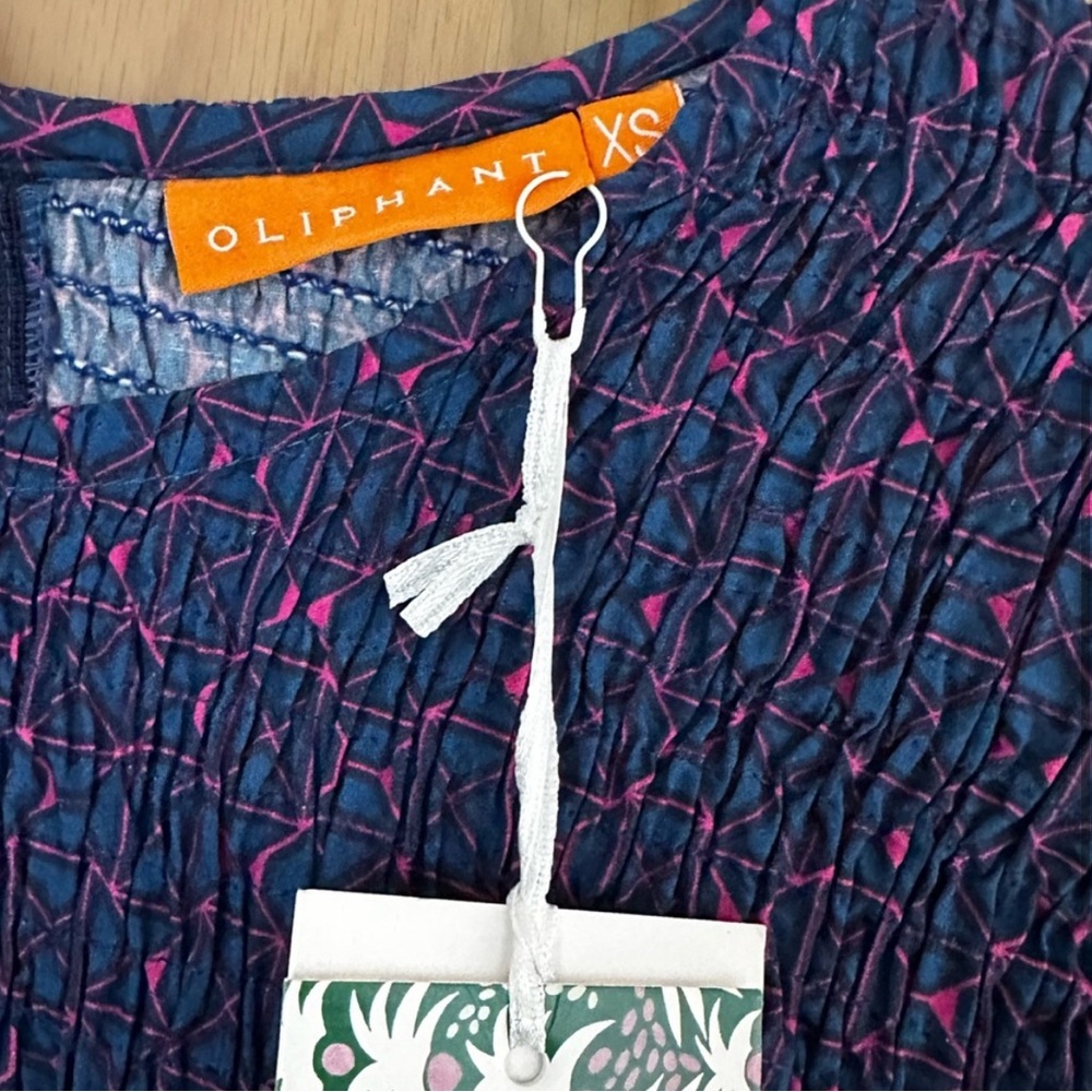 NWT Oliphant Morocco smocked tie sleeve mini dress - Picture 4 of 5